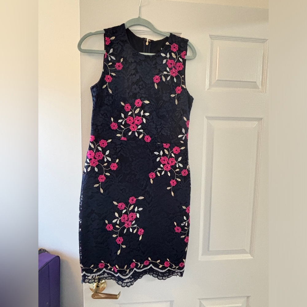 Navy Dress with Pink Flowers